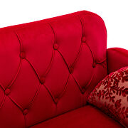 Red velvet upholstery accent loveseat with metal feet by La Spezia additional picture 6