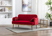 Red velvet upholstery accent loveseat with metal feet by La Spezia additional picture 8