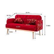 Red velvet upholstery accent loveseat with metal feet by La Spezia additional picture 10