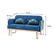 Light blue velvet upholstery accent loveseat with metal feet by La Spezia additional picture 2