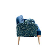 Light blue velvet upholstery accent loveseat with metal feet by La Spezia additional picture 3