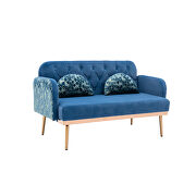 Light blue velvet upholstery accent loveseat with metal feet by La Spezia additional picture 6