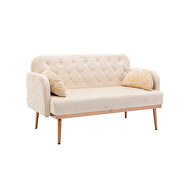 Beige velvet upholstery accent loveseat with metal feet by La Spezia additional picture 2