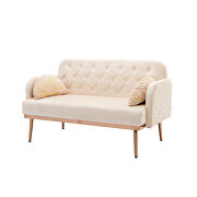 Beige velvet upholstery accent loveseat with metal feet by La Spezia additional picture 3