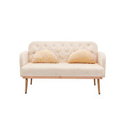 Beige velvet upholstery accent loveseat with metal feet by La Spezia additional picture 4