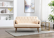 Beige velvet upholstery accent loveseat with metal feet by La Spezia additional picture 9