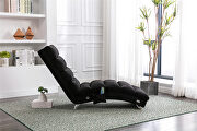 Black linen modern chaise lounge chair by La Spezia additional picture 15