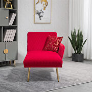 Rose red fabric accent chaise lounge sofa with metal feet by La Spezia additional picture 11