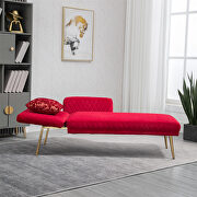Rose red fabric accent chaise lounge sofa with metal feet by La Spezia additional picture 5