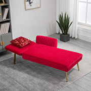 Rose red fabric accent chaise lounge sofa with metal feet by La Spezia additional picture 6