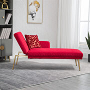 Rose red fabric accent chaise lounge sofa with metal feet by La Spezia additional picture 9