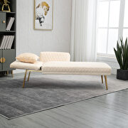 Beige fabric accent chaise lounge sofa with metal feet by La Spezia additional picture 2