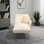 Beige fabric accent chaise lounge sofa with metal feet by La Spezia additional picture 8