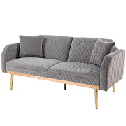 Gray velvet accent loveseat with rose gold metal feet by La Spezia additional picture 11