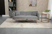 Gray velvet accent loveseat with rose gold metal feet by La Spezia additional picture 13