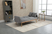 Gray velvet accent loveseat with rose gold metal feet by La Spezia additional picture 14