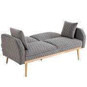 Gray velvet accent loveseat with rose gold metal feet by La Spezia additional picture 6