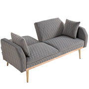 Gray velvet accent loveseat with rose gold metal feet by La Spezia additional picture 7