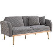Gray velvet accent loveseat with rose gold metal feet by La Spezia additional picture 9