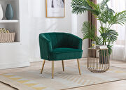 Green velvet fabric accent leisure chair with golden feet by La Spezia additional picture 7