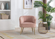 Pink velvet fabric accent leisure chair with golden feet by La Spezia additional picture 4