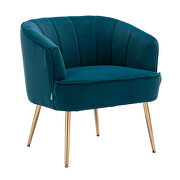 Teal velvet fabric accent leisure chair with golden feet by La Spezia additional picture 2