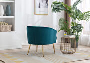 Teal velvet fabric accent leisure chair with golden feet by La Spezia additional picture 11