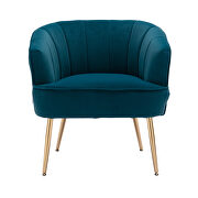Teal velvet fabric accent leisure chair with golden feet by La Spezia additional picture 9