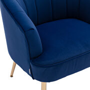 Navy velvet fabric accent leisure chair with golden feet by La Spezia additional picture 3
