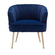 Navy velvet fabric accent leisure chair with golden feet by La Spezia additional picture 9