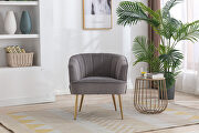 Gray velvet fabric accent leisure chair with golden feet by La Spezia additional picture 3