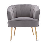 Gray velvet fabric accent leisure chair with golden feet by La Spezia additional picture 8