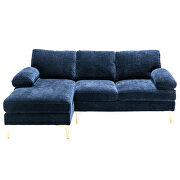 Chenille fabric accent sectional sofa in navy by La Spezia additional picture 7