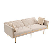 Beige velvet upholstery accent sofa with metal feet by La Spezia additional picture 3