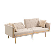 Beige velvet upholstery accent sofa with metal feet by La Spezia additional picture 9