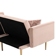 Pink velvet upholstery accent sofa with metal  feet by La Spezia additional picture 7
