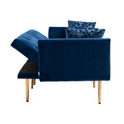Navy velvet upholstery accent sofa with metal  feet by La Spezia additional picture 2