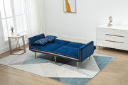 Navy velvet upholstery accent sofa with metal  feet by La Spezia additional picture 11