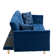 Navy velvet upholstery accent sofa with metal  feet by La Spezia additional picture 6