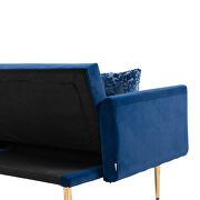 Navy velvet upholstery accent sofa with metal  feet by La Spezia additional picture 7