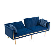 Navy velvet upholstery accent sofa with metal  feet by La Spezia additional picture 10