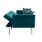 Teal velvet upholstery accent sofa with metal feet by La Spezia additional picture 4