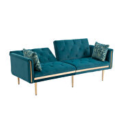 Teal velvet upholstery accent sofa with metal feet by La Spezia additional picture 5