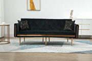 Black velvet upholstery accent sofa with metal feet by La Spezia additional picture 6