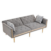 Gray velvet upholstery accent sofa with metal  feet by La Spezia additional picture 2
