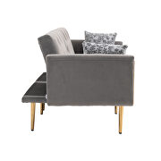 Gray velvet upholstery accent sofa with metal  feet by La Spezia additional picture 5