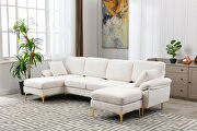 White fabric accent sectional sofa with ottoman by La Spezia additional picture 2