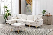 White fabric accent sectional sofa with ottoman by La Spezia additional picture 3