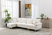 White fabric accent sectional sofa with ottoman by La Spezia additional picture 4