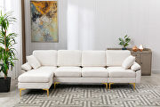 White fabric accent sectional sofa with ottoman by La Spezia additional picture 6